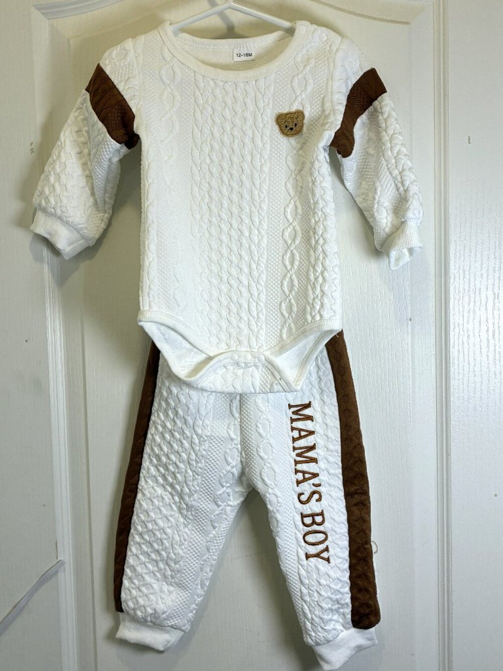 foshan xinyu clothing: Two Piece suite Color: White & Brown